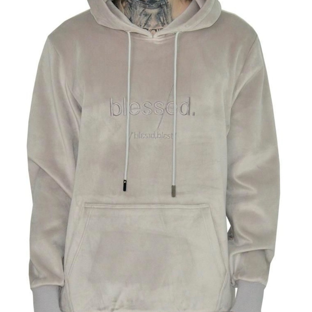THC Blessed velour gray Hoodie